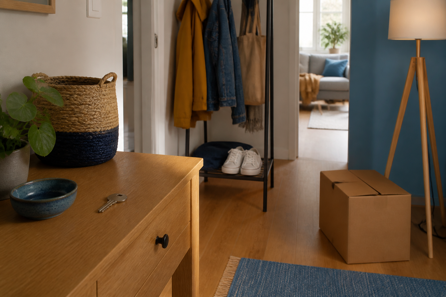 Illustrative Darstellung zum Ratgeberthema Hausratversicherung für Mieter: Wohnung und Eigentum trennen